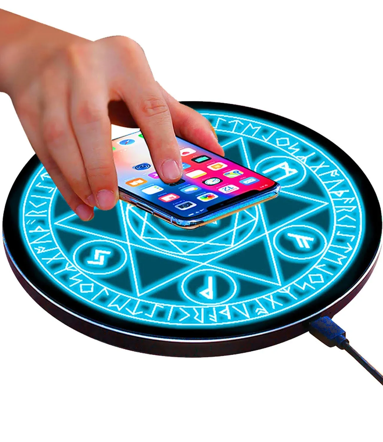 Wireless Charger Magic Qi 15W Wireless Charging Pad,Compatible with iPhone 15 14/14 Pro/14 Pro Max/Xs Max/XR/XS/X/8/8 Plus,Fast Charging S10/S10+/S9/S8/Note 10/10+/9/8 (No AC Adapter)