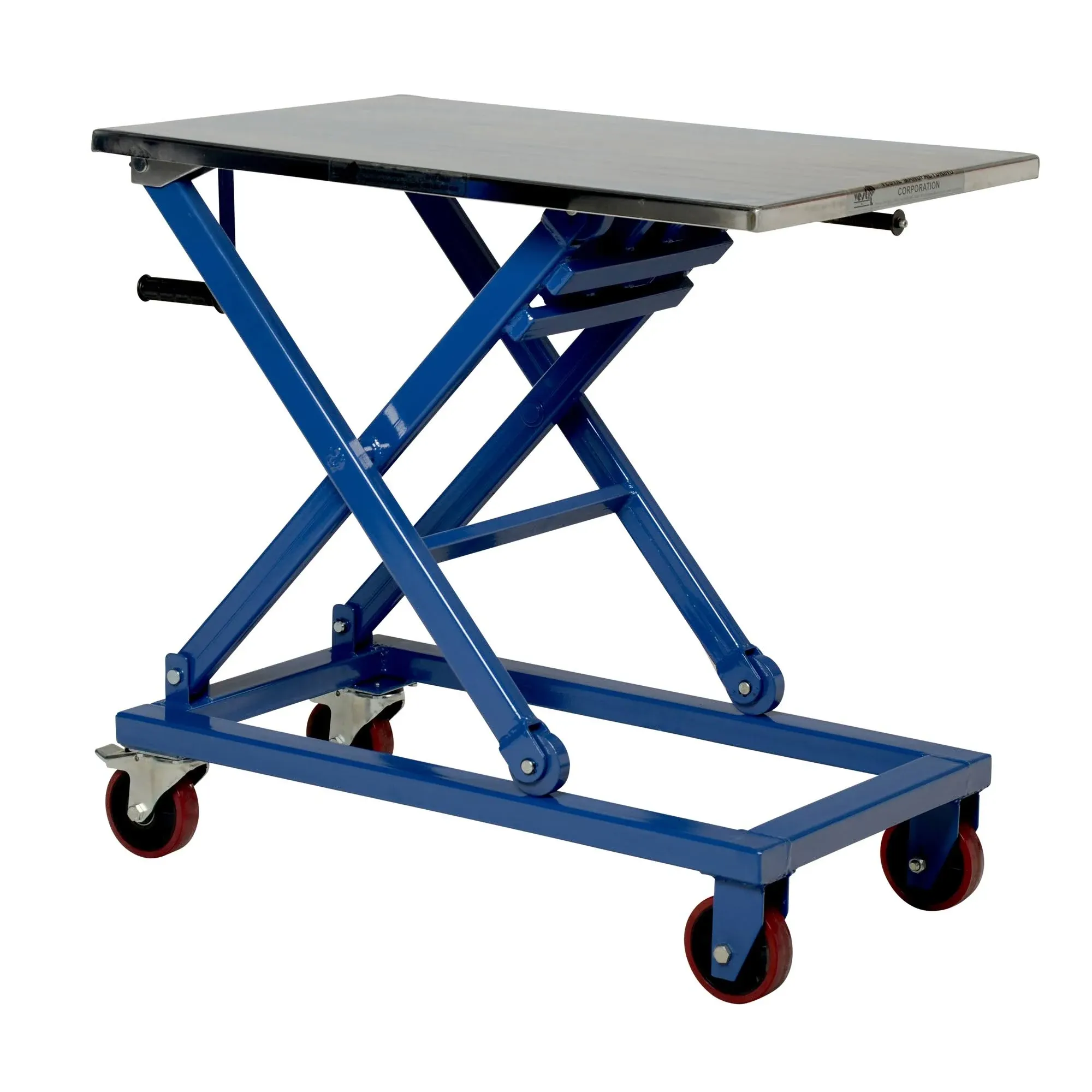 Mobile Hand Lift Table: 660 lb Capacity, 18 to 39.5" Lift Height, 23-1/2" Platform Width, 37" Platfo