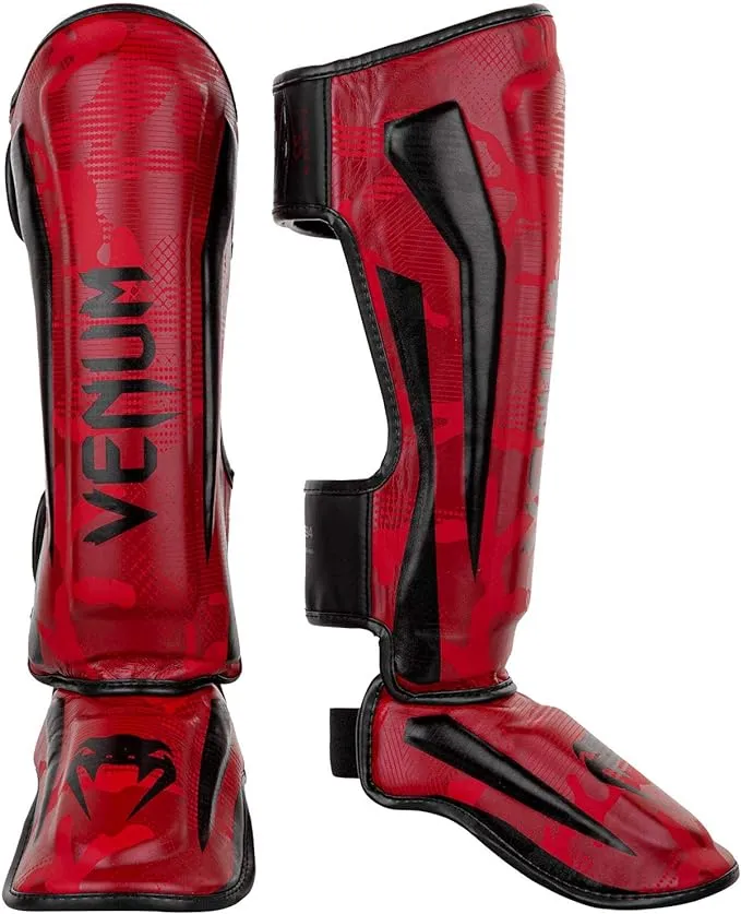 Venum Elite MMA Protective Shin Instep Guards - Red/Camo