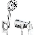 Slip-On Tub Spout with Diverter, High Pressure 8 Settings Hand Held Shower, All Metal Bathtub Faucet with Sprayer Chrome