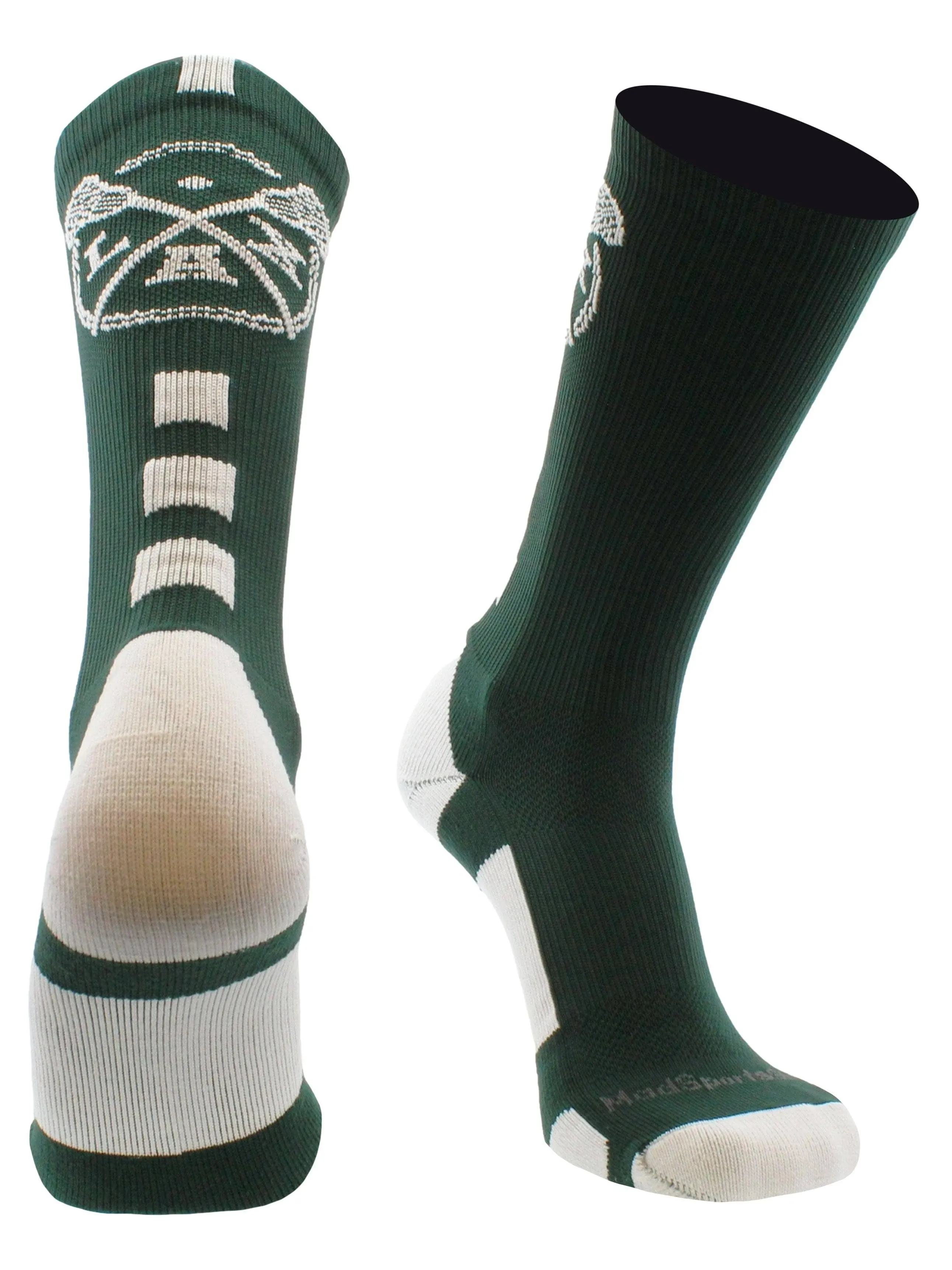 MadSportsStuff LAX Lacrosse Socks with Lacrosse Sticks Athletic Crew Socks (multiple colors)