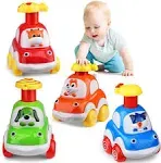 Toddler Animal Car Toys for 1 2 3 Year Old Boys, Press and Go Cartoon Truck Educational Toys for 1 Year Old Boy, Pull Back Cars Toys for Baby Gift