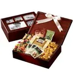 Broadway Basketeers Photo Gift Box with Lid, Gourmet Food, Tea & Cocoa - Cookies and Snacks Care Package for Women, Men, Families, Memory Box for Thi