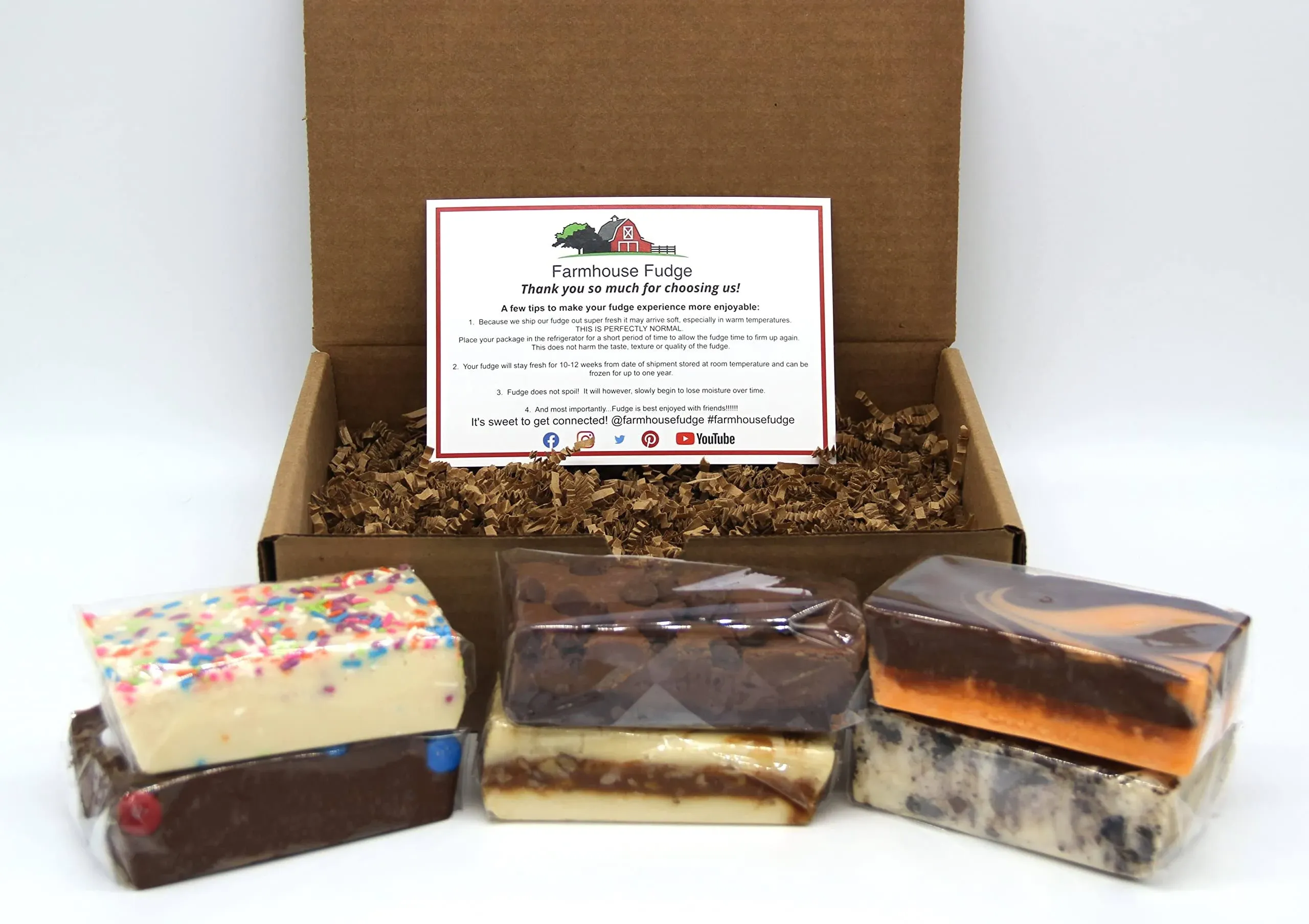 Farmhouse Fudge - Build Your Own 6 Piece Fudge Box Sampler - Fresh Fudge made with Butter and Cream, no Marshmallows! Dozens of Flavors! - Perfect treat for everyone! (48 Ounce)