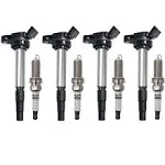 OYEAUTO Iridium Spark Plug Ignition Coil Pack Set of 4 Compatible with Toyota ...