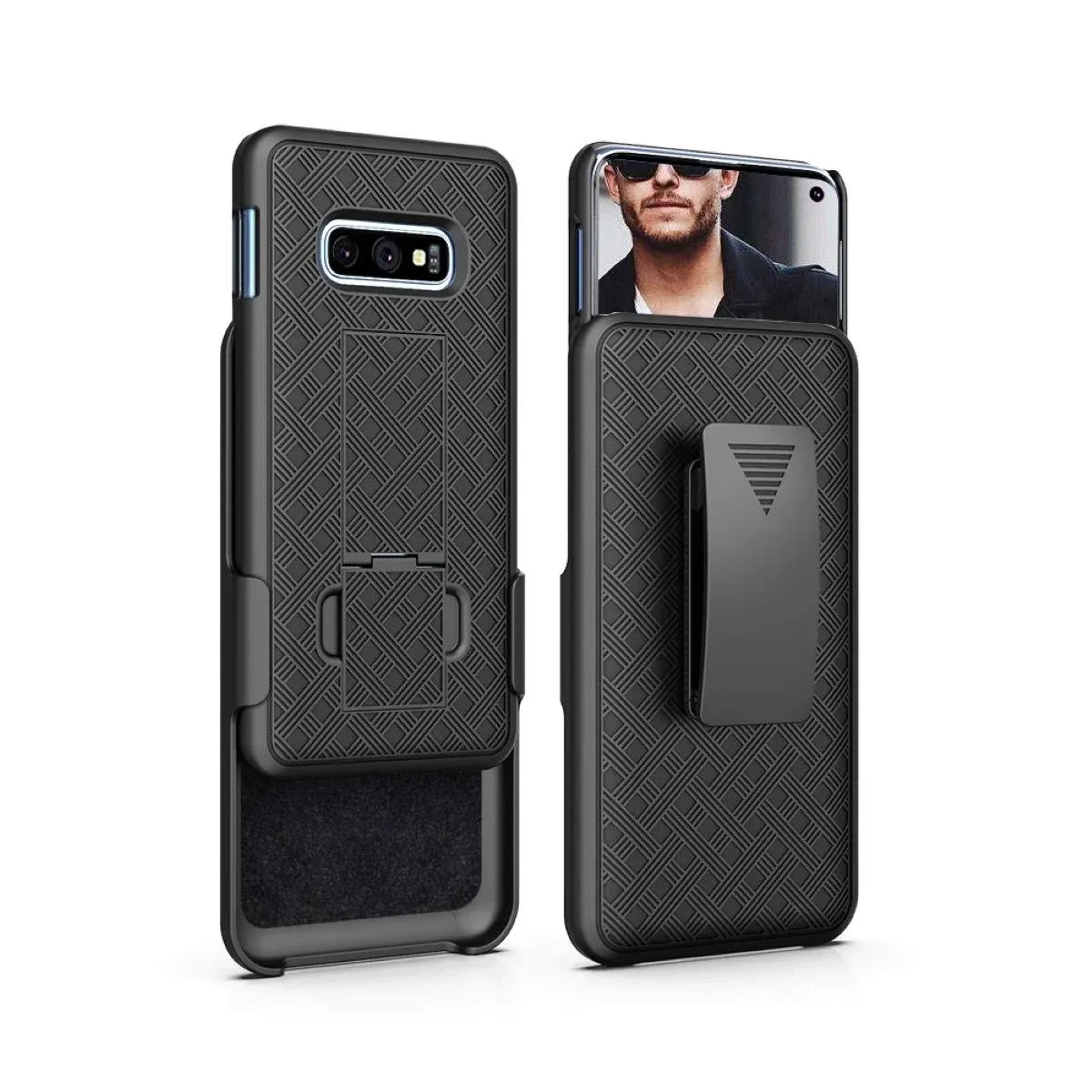 S10E Case,HIDAHE Samsung S10E Belt Case Holster[Heavy Duty Protection][Belt Clip][Kickstand] 2 in 1 Slim Hard Shell Cover with 180 Degree Holster for Samsung Galaxy S10E 5.8 inch 2019 Released,Black