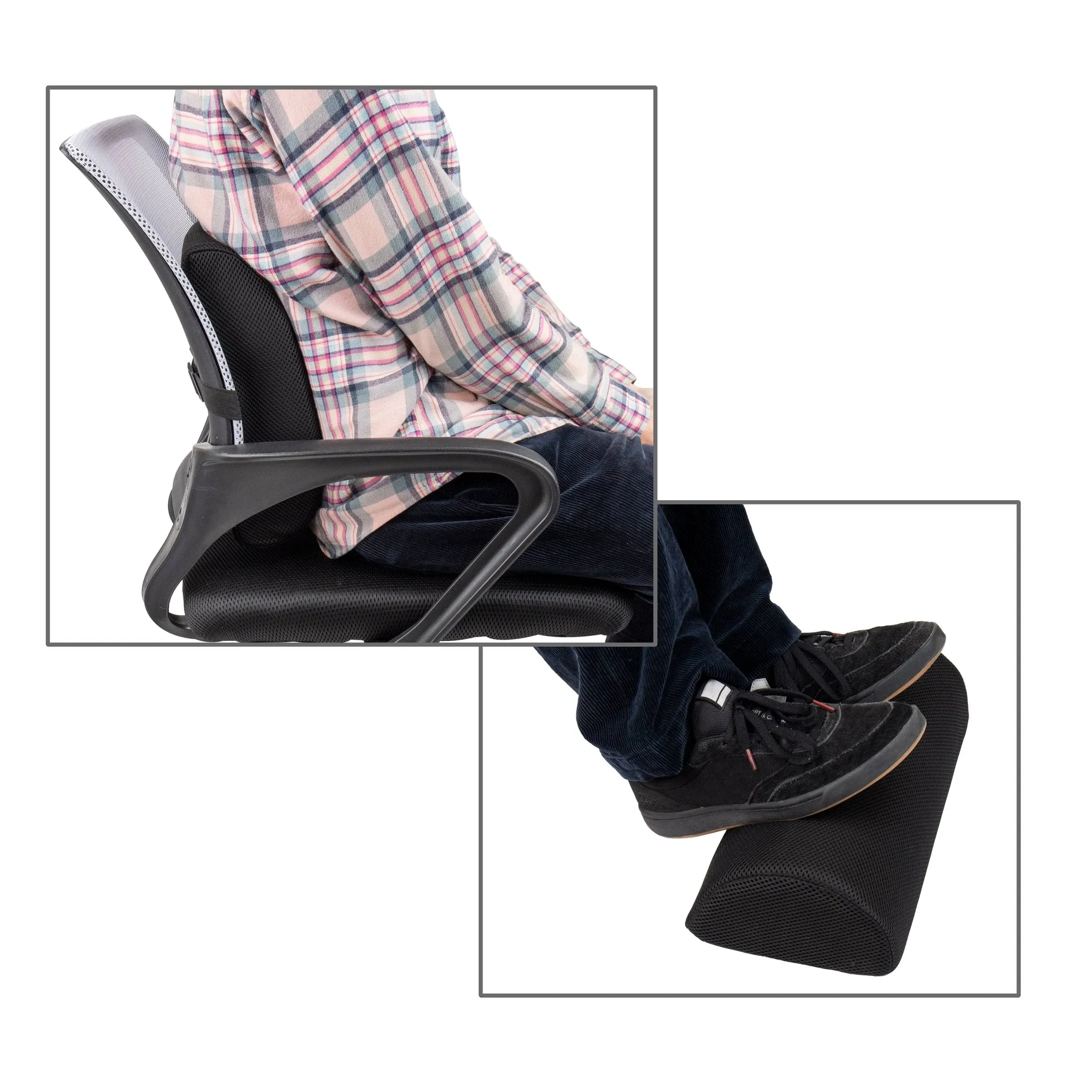 Mind Reader - Harmony Back and Footrest Set Black - Black