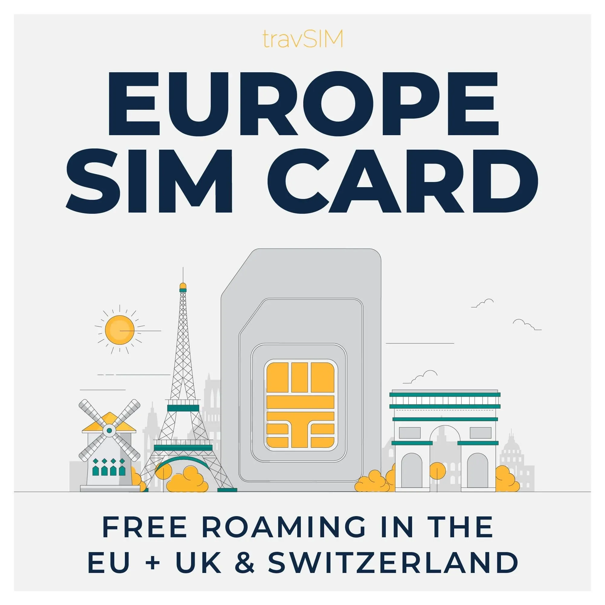 travSIM Prepaid Europe Sim Card 12GB Mobile Data at 4G/5G Speeds This European ...