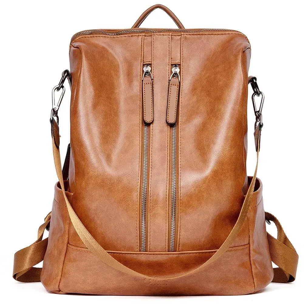 \U0001d17aWOMEN&#x27;S Mare Backpack Leather Fashion Oil Wax Brown