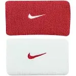 NEW Unisex Adult One Size Nike Swoosh Wristbands Doublewide White Red