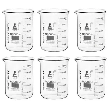 Eisco Scientific - CH200005 - Heavy Duty Beaker, 1000ml - 5mm Thick Walls - Graduated - Borosilicate Glass