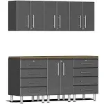 Ulti-MATE Garage 2.0 Series 7-Piece Kit with Bamboo Worktop in Grey Metallic UG22072G