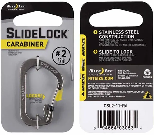 Nite Ize Locking Carabiner Clip, Silver, 1-3/32 in., Stainless