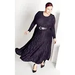 Avenue Plus Size Knit Pleat Skirt - Black - Size 16W