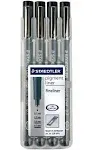 STAEDTLER ‎308 WP4 Pigment Liner Pens with Assorted Line Width - Black (Set of 4)