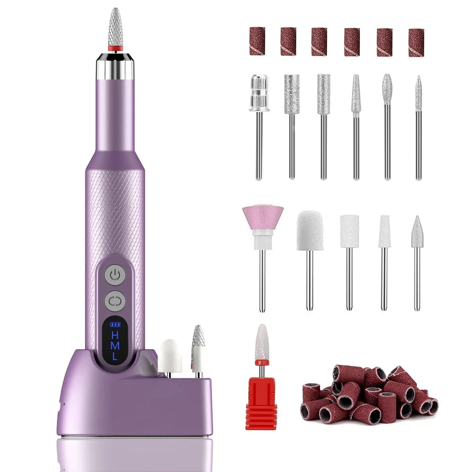 Ftrule Cordless Electric Nail Drill, Portable Professional Rechargeable Efile Nail File Machine with Nail Drill Bits, Sanding Bands for Acrylic Gel