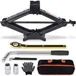 Car Jack Kit Scissor Jack for Car 2 Ton (4409 lbs) Tire Jack Tool Kit Universal Car Emergency Kit with Lug Wrench Tire Changing Kit for Car SUV