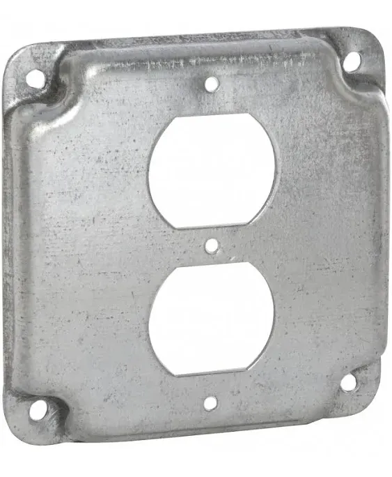 Hubbell-Raco 915C 1 GFCI and 1 Duplex Receptacle 4-Inch Square Exposed Work Cover