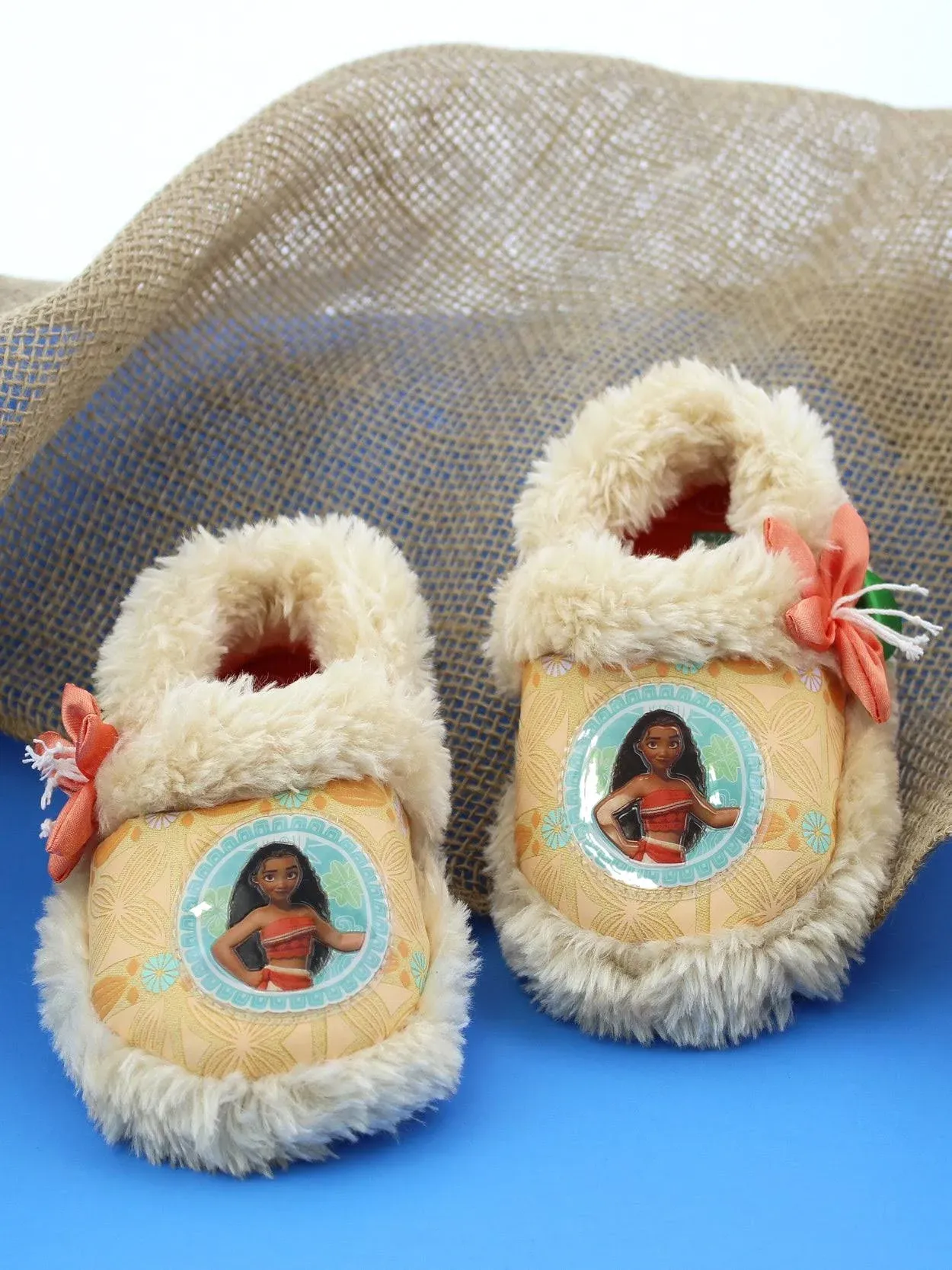 Disney Moana Toddler Girl's Plush A-Line Slippers with Faux Fur