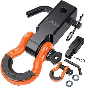 AUTOBOTS Shackle Hitch Receiver 2&#034; 45000lbs Break Strength Heavy Duty Red-Black