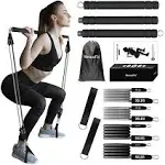 Pilates Bar Kit with Resistance Bands, WeluvFit Portable Exercise Fitness Equipment for Women & Men, Home Gym Workout Stick Squat Yoga Flexbands Kit