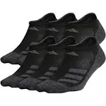 Adidas Youth Cushioned Angle Stripe No-Show Socks – 6 Pack, Large, Black/Black