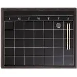 U Brands Magnetic Chalk Calendar Board, 20"x16", Rustic Wood Style Frame, includes Chalk Pencils and Magnet