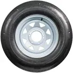 Mounted Radial Trailer Tire on Rim ST225/75R15 Load D 6 Lug White Spoke 57933