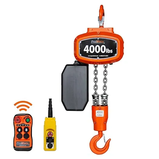 Prowinch 4000 lb Electric Chain Hoist - Premium 115/230V Power Electric Hoist Winch - Perfect Wireless 20 ft Chain Pulley System - Designed to Easily Lift Heavy Loads - UL Certified