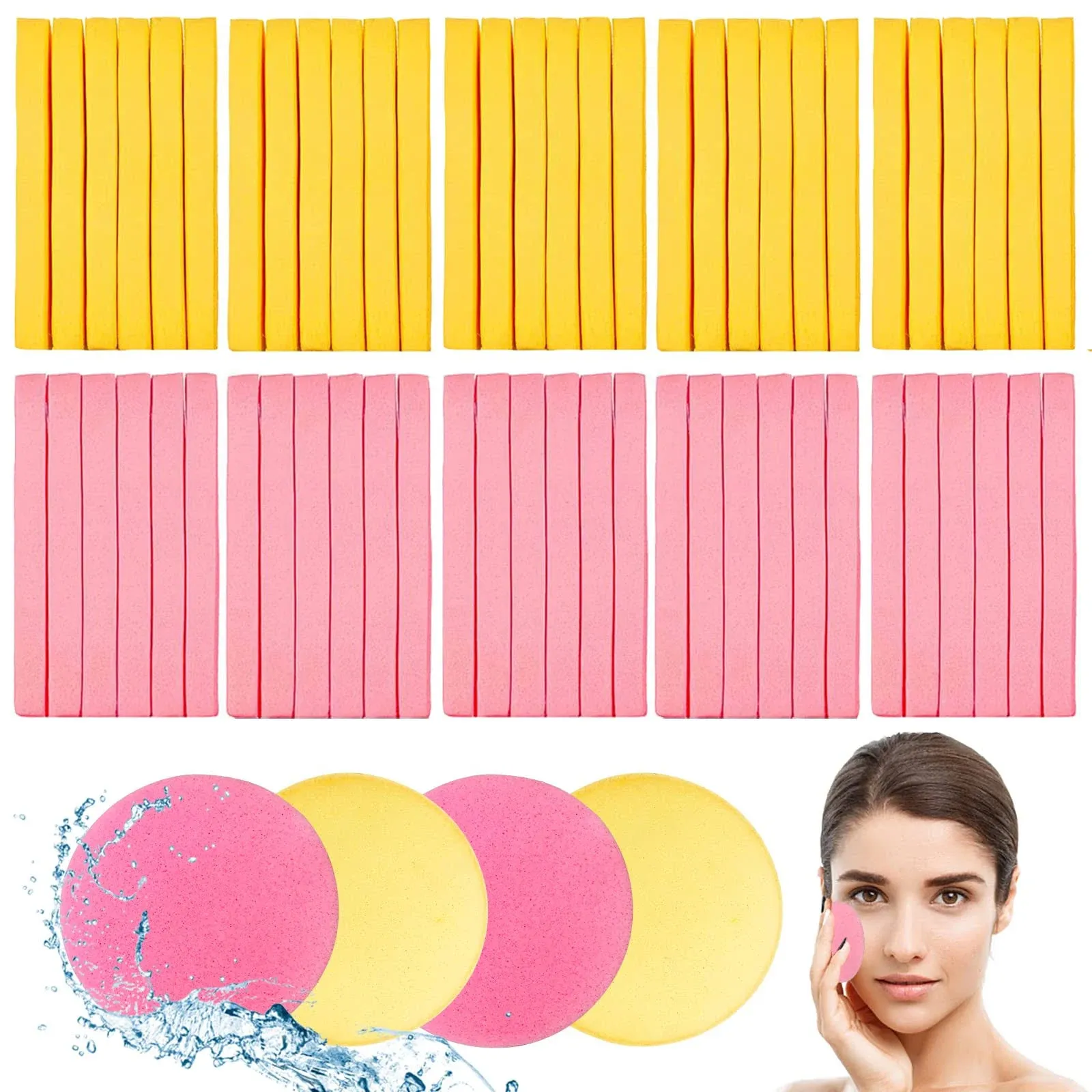 120pcs Compressed Face Sponges For Cosmetician Face Cleanser Sponge Makeup Remover Sponge Pad Exfoliating Spa Wash Round Sponge