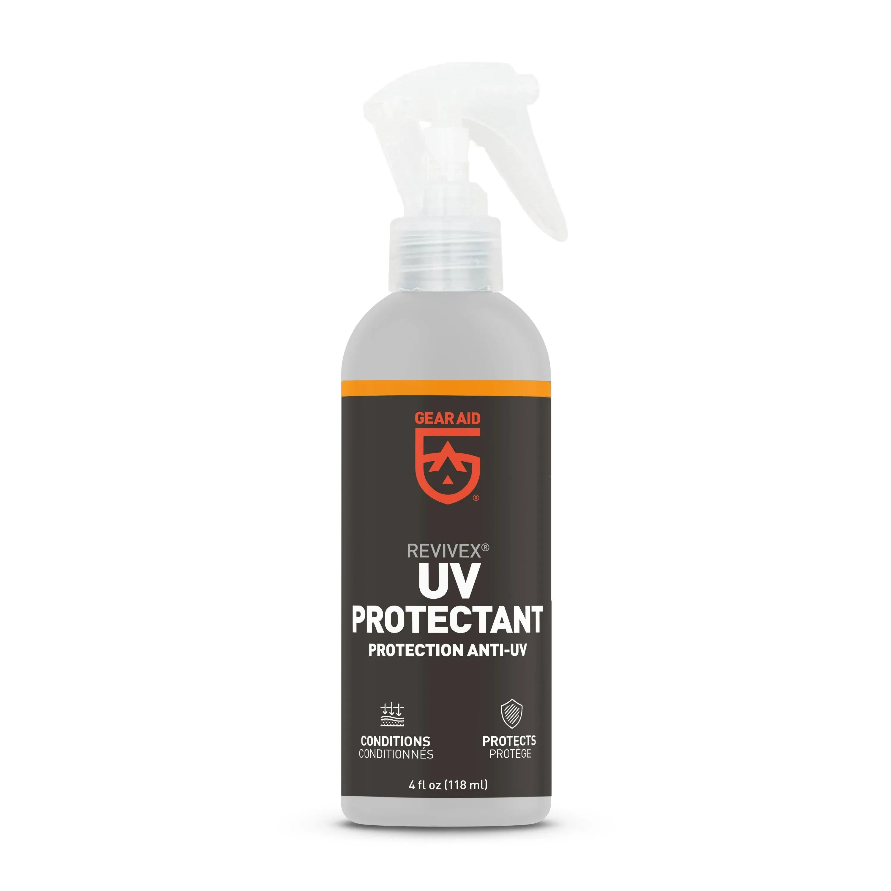 GEAR AID UV Protectant and Conditioner Spray, Apply to Outdoor Gear Made of Plastic, Vinyl, Neoprene such as Tents, Boat Covers, Kayaks and More to Prevent Cracking, Discoloration and Fading, 4 oz