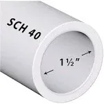 PVC Pipe Sch40 1-1/2 inch (1.5) White Custom Length 5ft