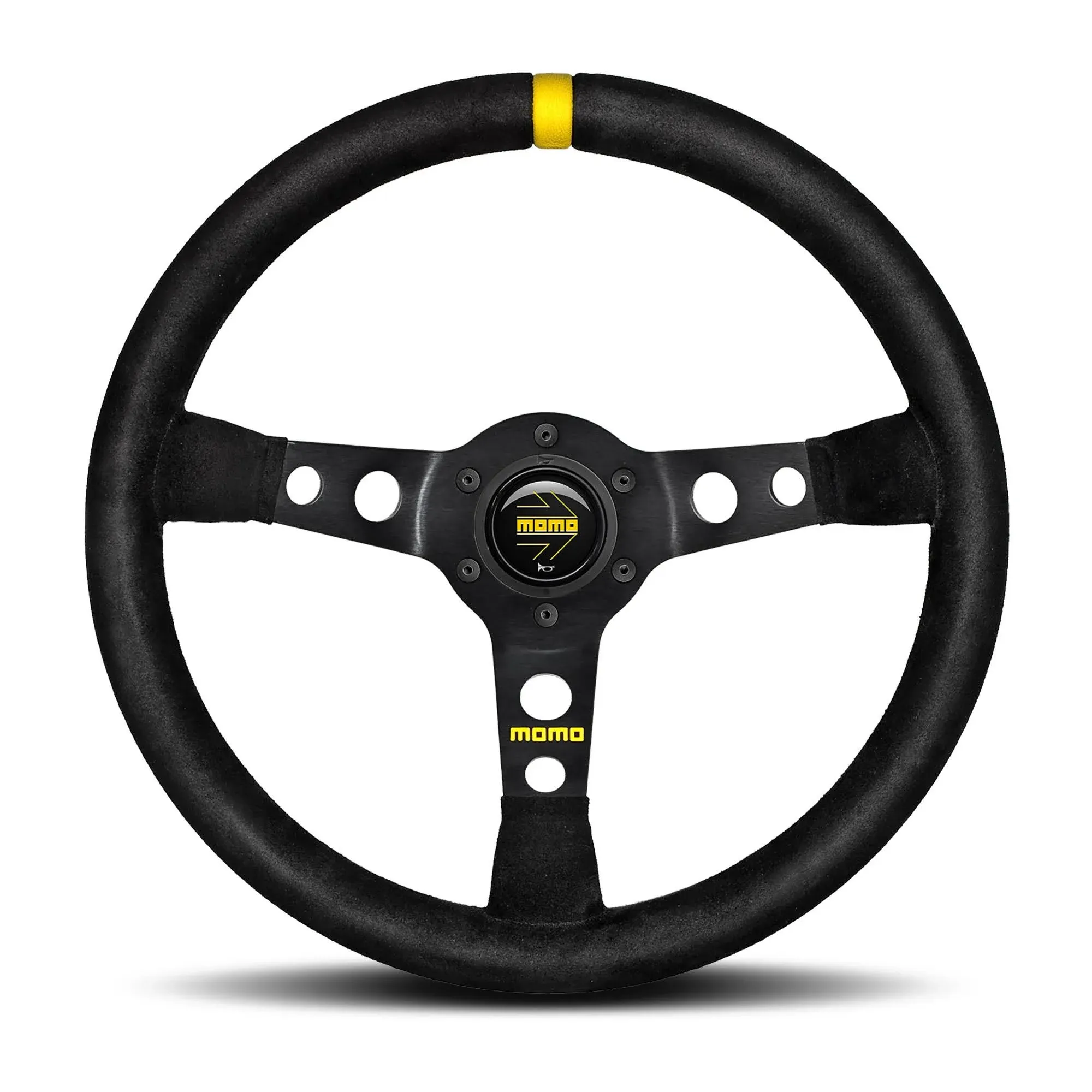 MOMO R1905/35S MOD. 07 Racing Steering Wheel 350mm Black Suede Brushed Anodized