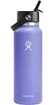 Hydro Flask Botella de agua de boca ancha de acero inoxidable con tapa de popote flexible y aislamiento al vacío de doble pared