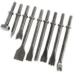 9 Pcs Pneumatic Chisel Tool Set Air Hammer Punch Chipping Bits Set 0.39In Shank