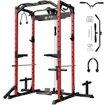 Mikolo Power Cage with LAT Pulldown - 1200 lbs Capacity Workout Rack