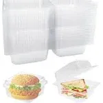 100Pack Clear Plastic Hinged Food Containers,Clear Plastic Square Take Out Containers,Disposable Clamshell Dessert Trays Holders Boxes for Sandwich,Cake,Dessert,Hamburger,Salad,5.1 x 4.7 x 2.8 Inch