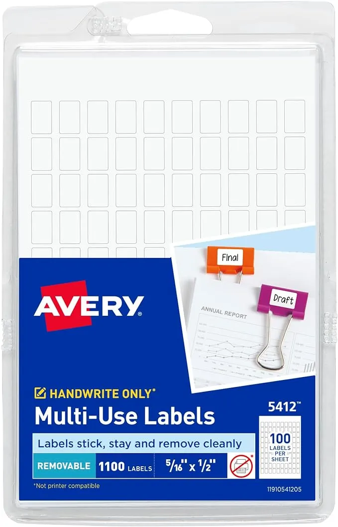 Removable Labels, Removable Adhe, PK1100