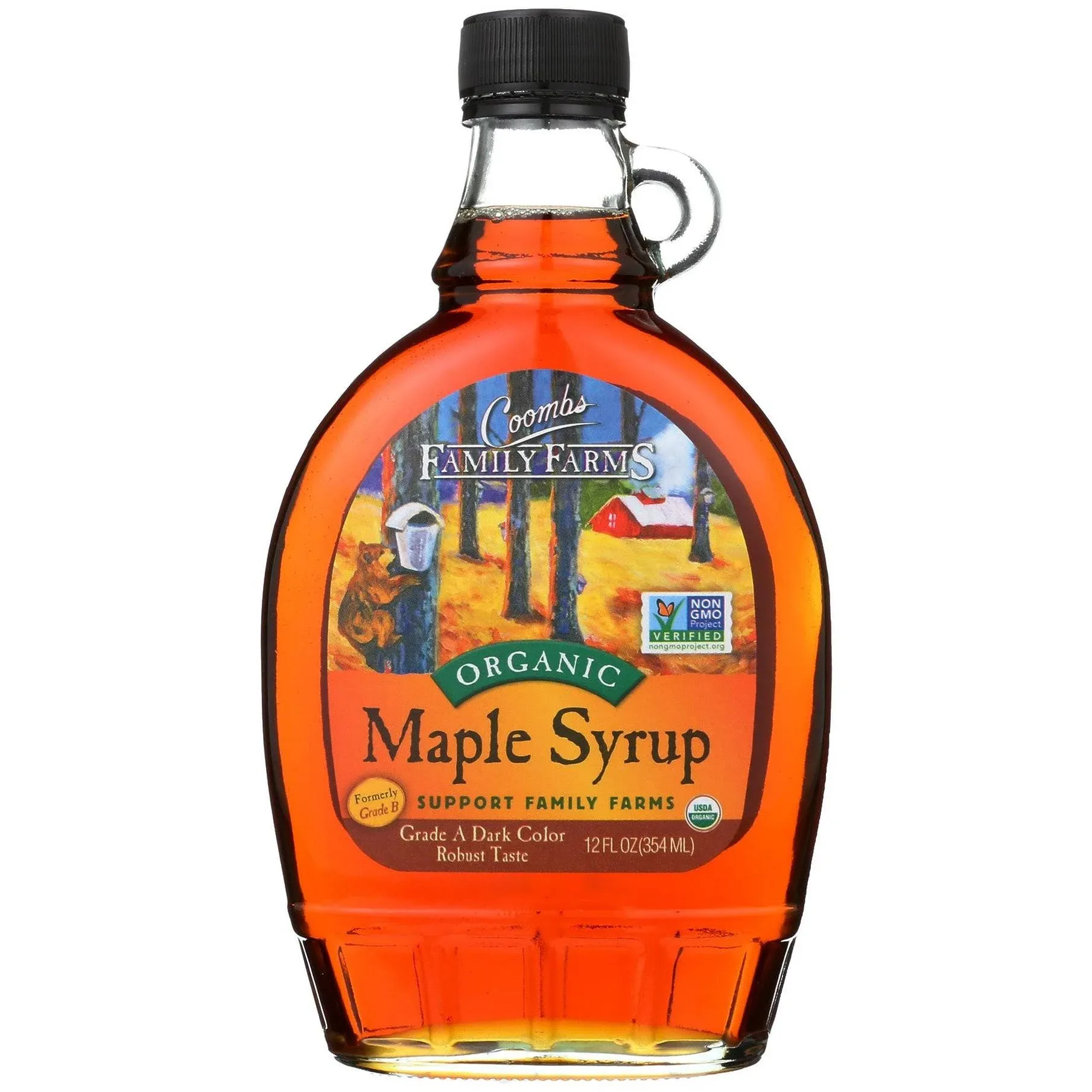 Coombs Family Farms Maple Syrup, Organic Grade A, Dark Color, Robust Taste, 12oz