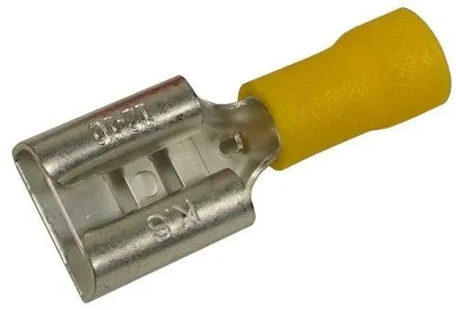 25 Yellow Vinyl Insulated Female Disconnects 12-10 AWG, 0.375 NEMA TAB by A Plus Parts House