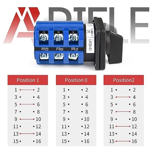 Changeover Selector Switch 32a 3 Position 12 Terminals Poles 440v Universal Rota