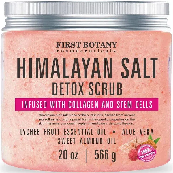 First Botany Himalayan Salt Body Scrub with Collagen and Stem Cells - Natural Exfoliating Salt Scrub & Body and Face Souffle Helps with Moisturizing