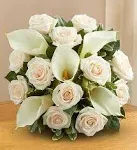 White Rose & Calla Lily Bouquet for Sympathy Bouquet Only by 1-800 Flowers