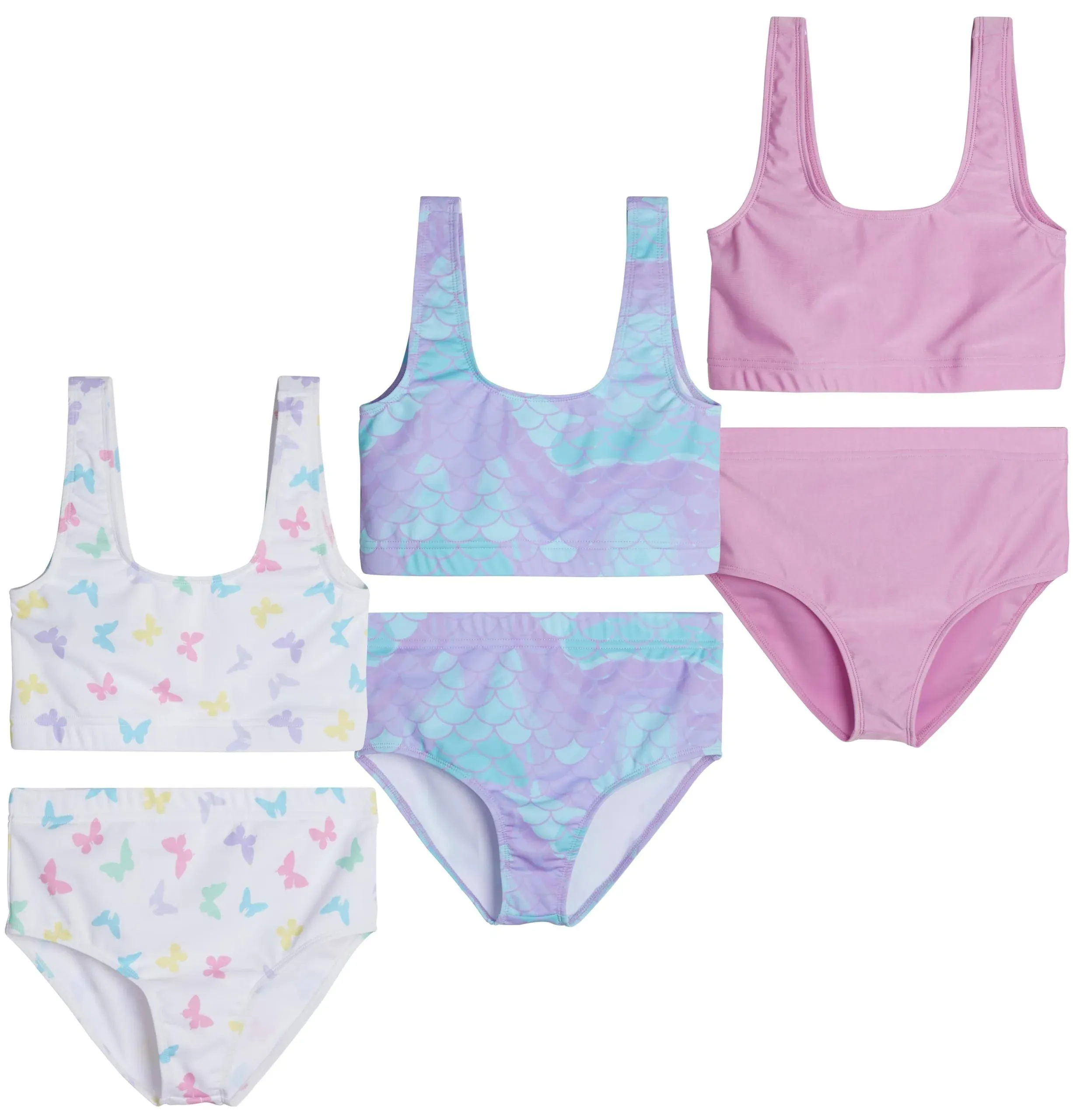 Real Essentials 3 Pack: Girl's 2-Piece Beach Sport Bikini Swimsuit - Swimwear for ...