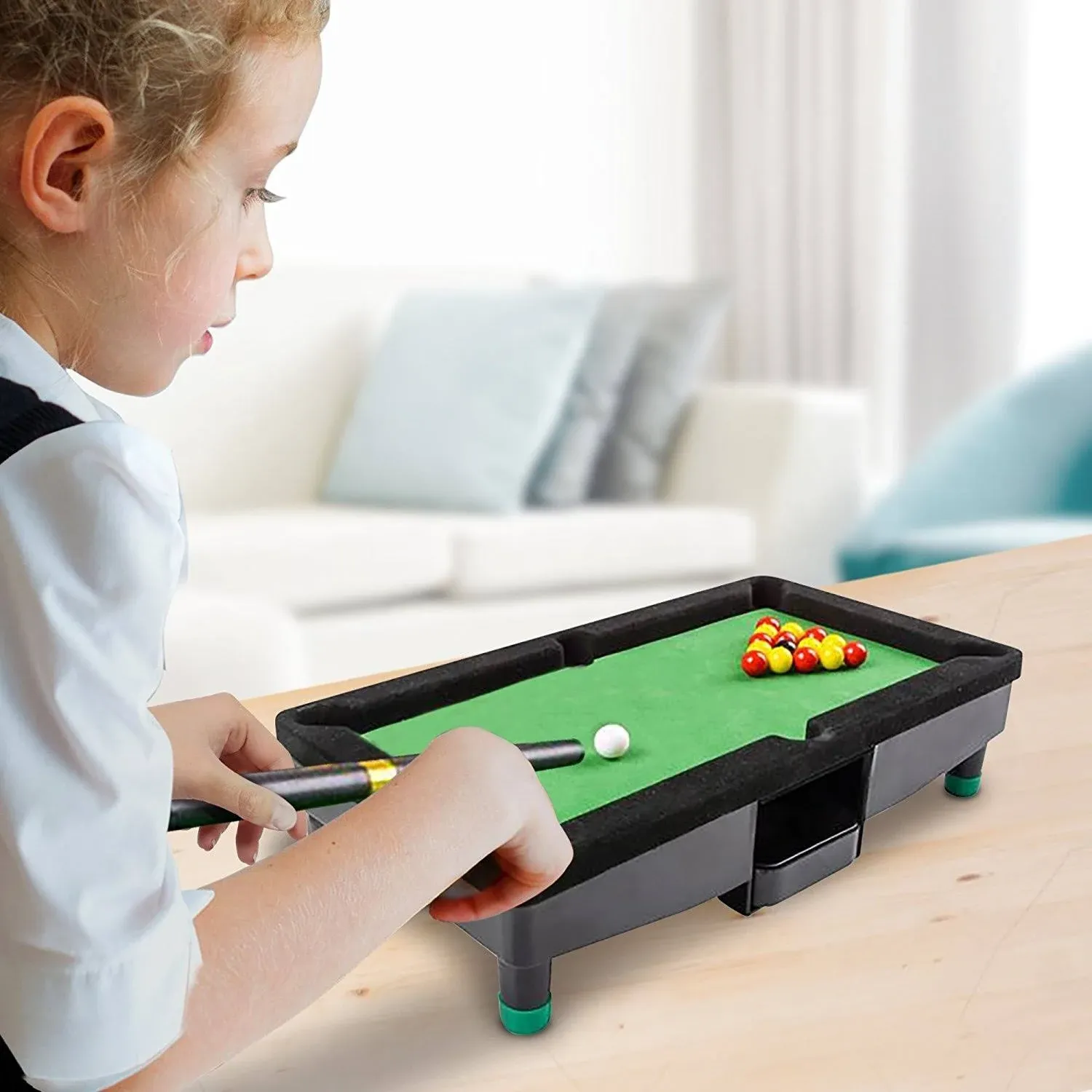 9" Travel Mini Pool Table, Complete Small Pool Table Set for Children